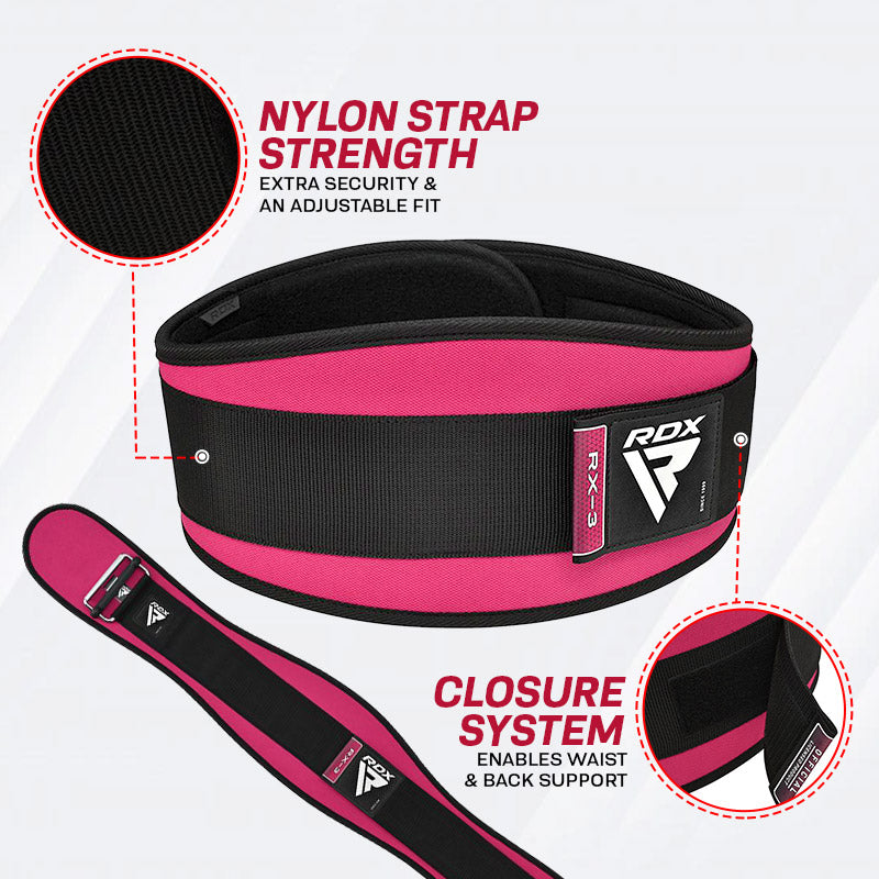 RDX X3 6 INCH Weightlifting Neoprene Gym Belt for Women#color_pink