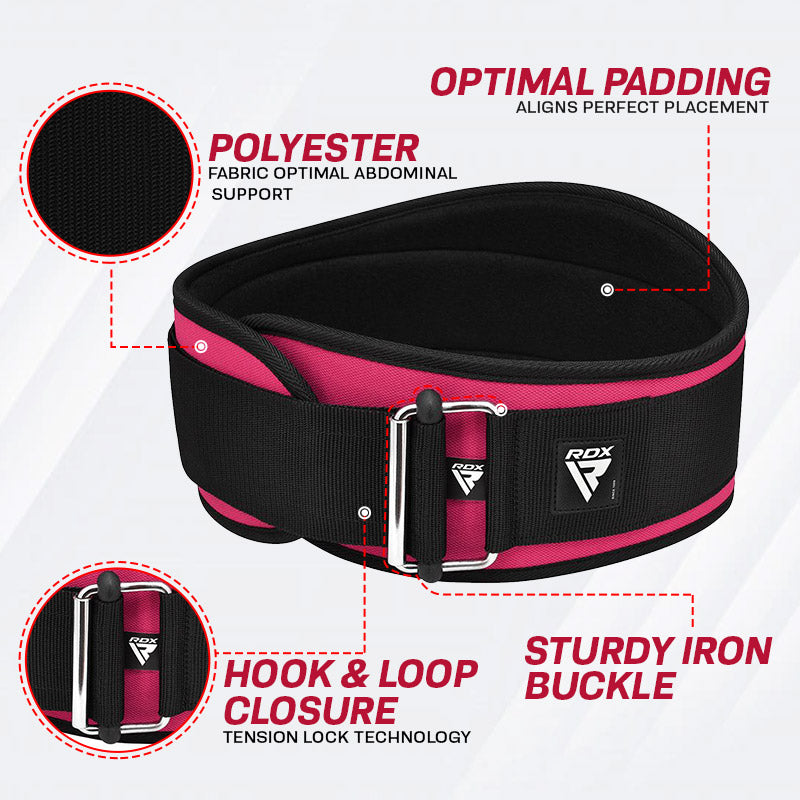 RDX X3 6 INCH Weightlifting Neoprene Gym Belt for Women#color_pink