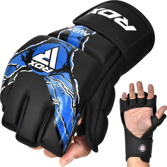 RDX Sports Grappling Gloves Aura F17 Black Blue