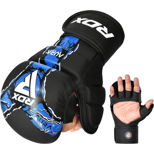 RDX Sports Grappling Gloves Shooter Aura F17 Black and Blue