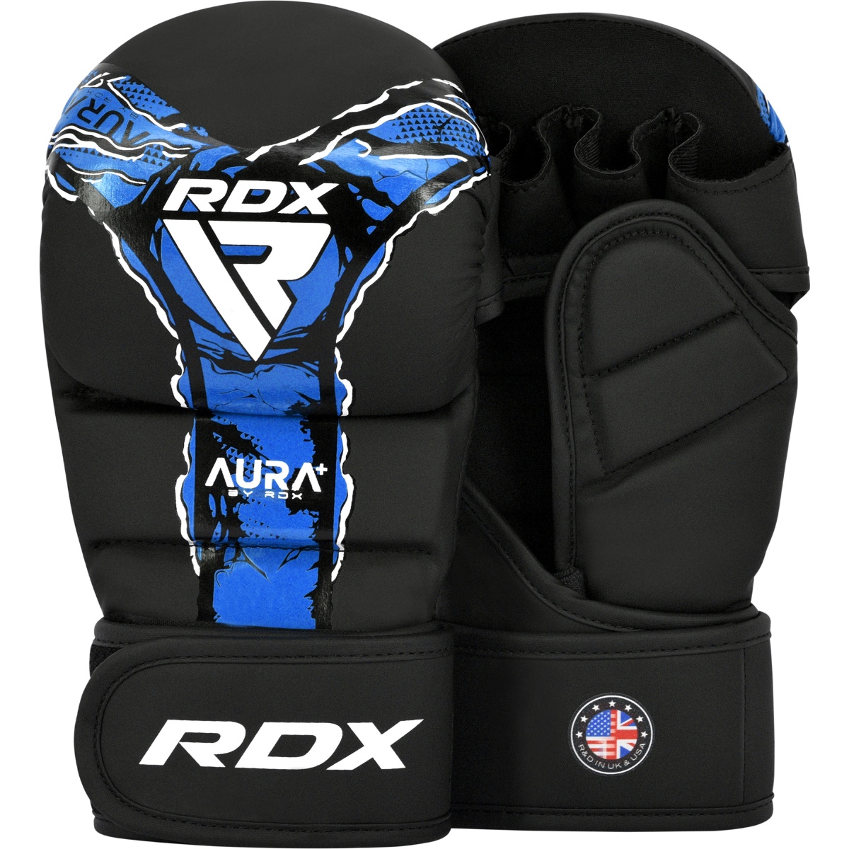 RDX Sports Grappling Gloves Shooter Aura F17 Black and Blue
