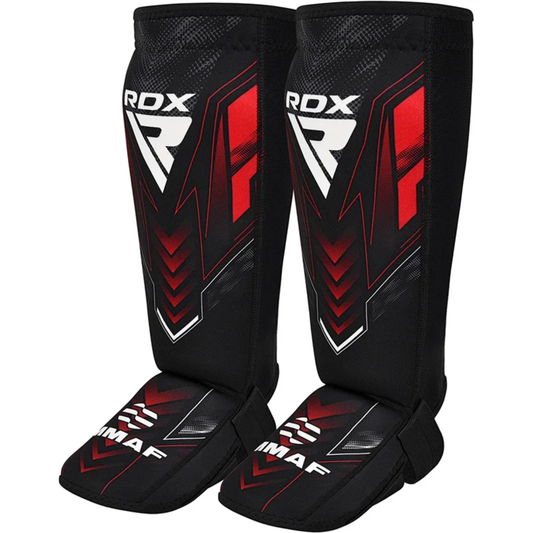 RDX Sports IMMAF Neoprene Shin Instep Guards Red