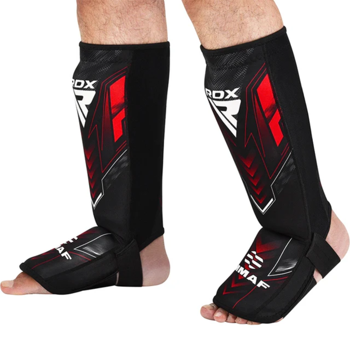 RDX Sports IMMAF Neoprene Shin Instep Guards Red