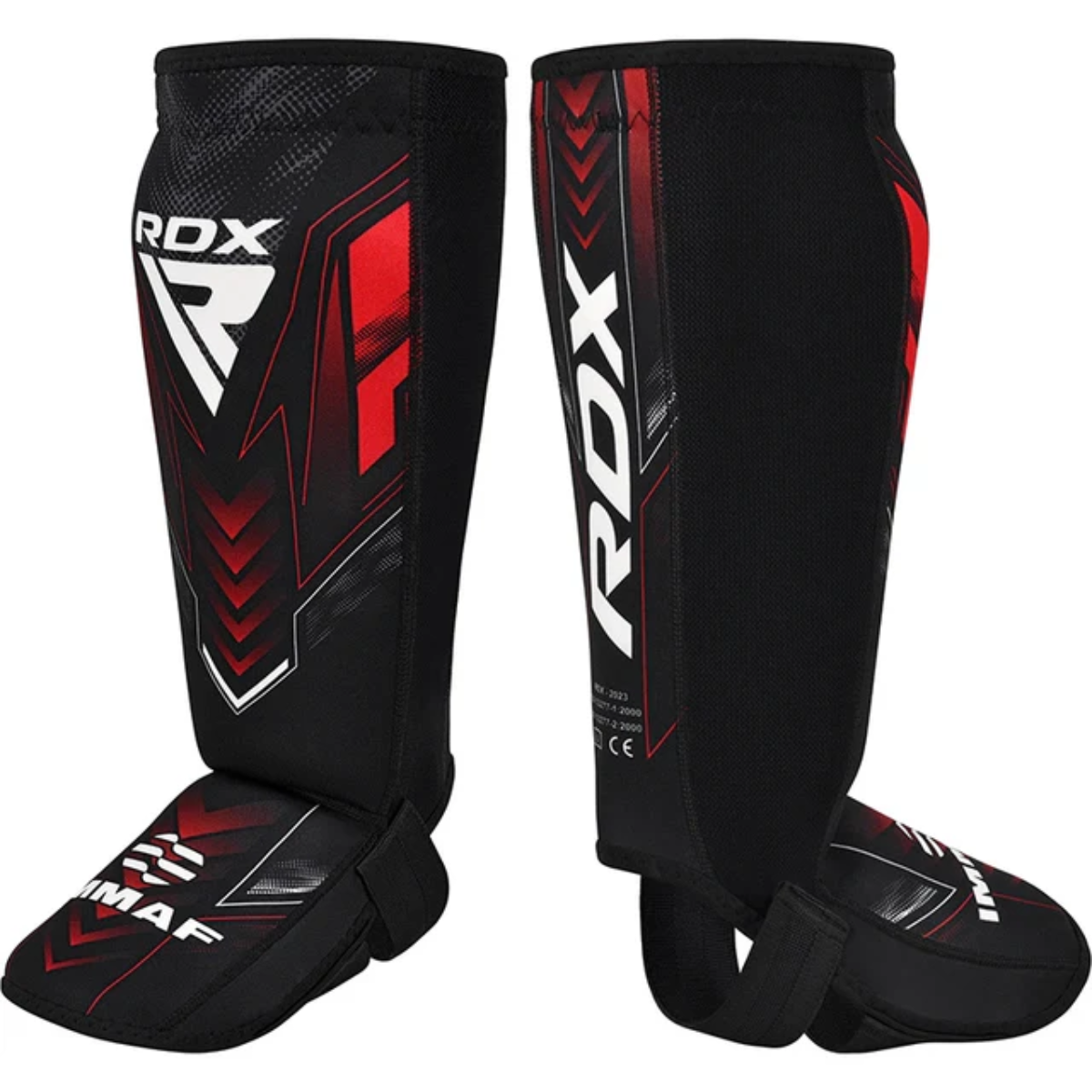 RDX Sports IMMAF Neoprene Shin Instep Guards Red